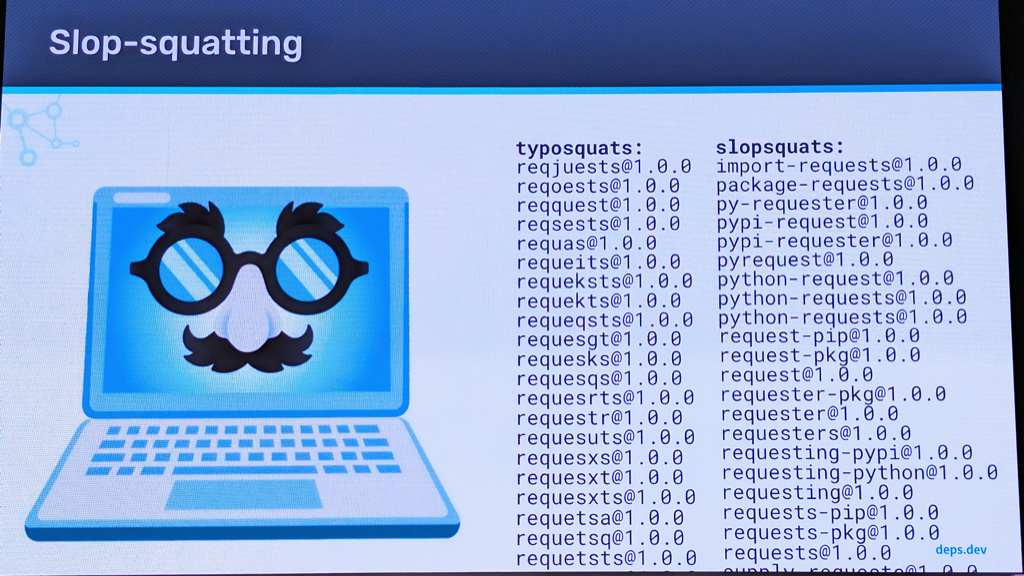 Slop-squatting versus typosquatting — deps.dev presentation