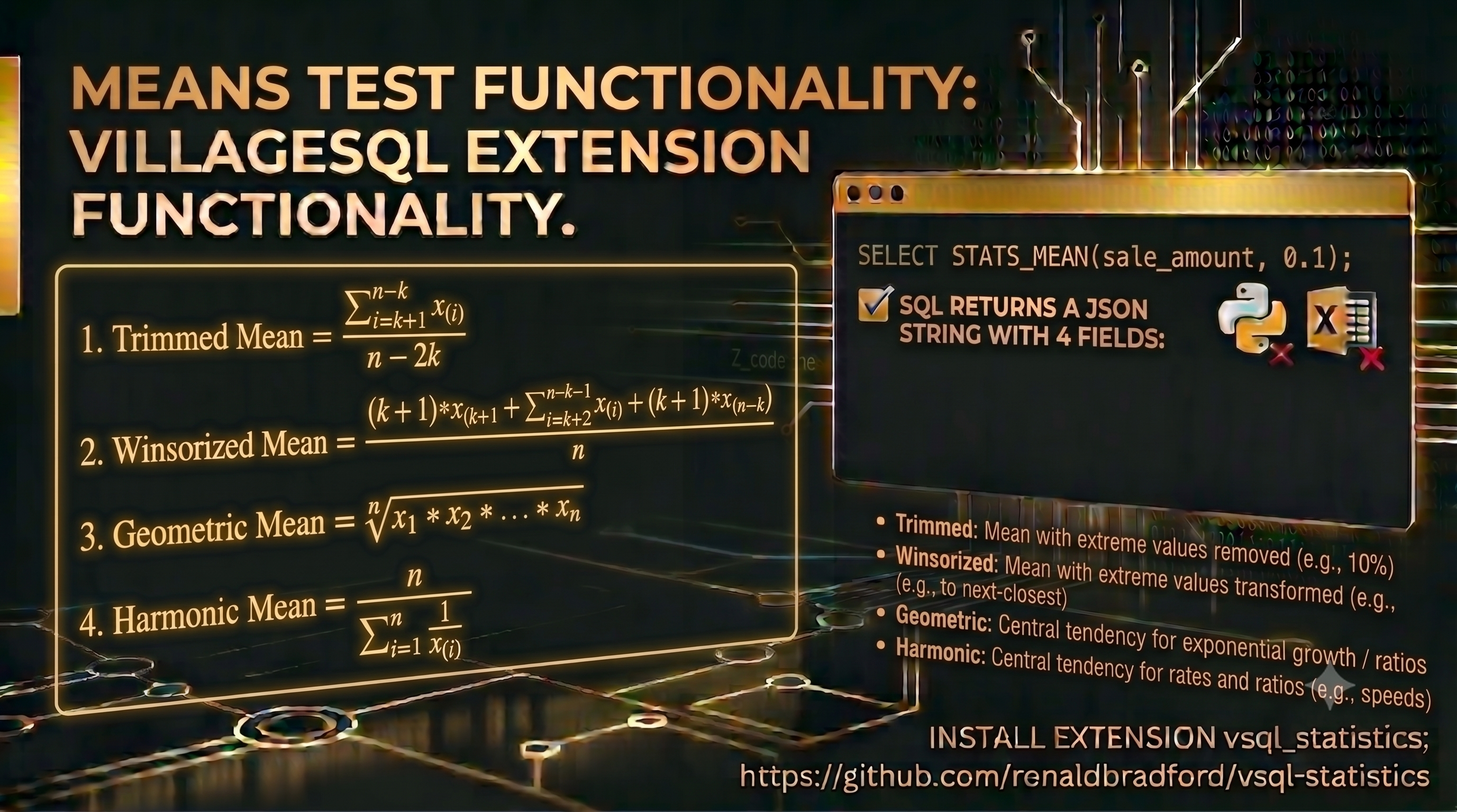 Producing Alternative Means statistics with SQL